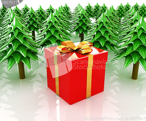 Image of Christmas trees and gift