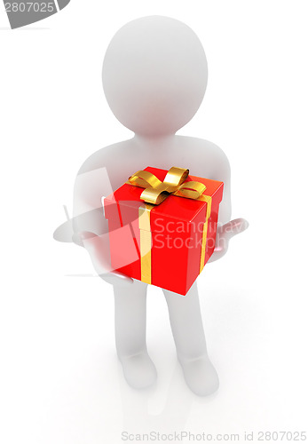 Image of ?? ????? ???? 3d man and red gifts with gold ribbon