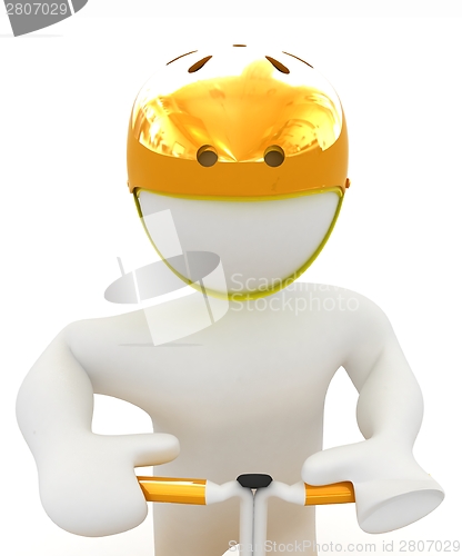 Image of 3d man in bicycle helmet 