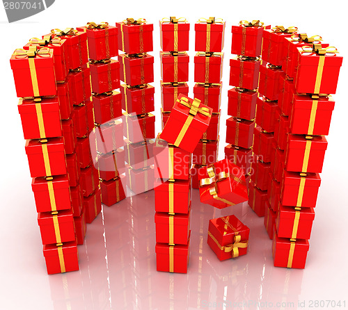 Image of Bright christmas gifts on a white background 