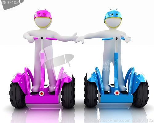 Image of 3d people in riding on a personal and ecological transport in he