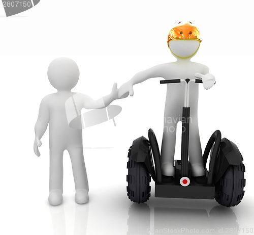 Image of 3d people in riding on a personal and ecological transport in he