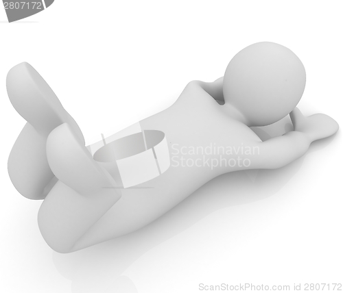 Image of 3d man isolated on white. Series: morning exercises - flexibilit