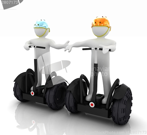 Image of 3d people in riding on a personal and ecological transport in he