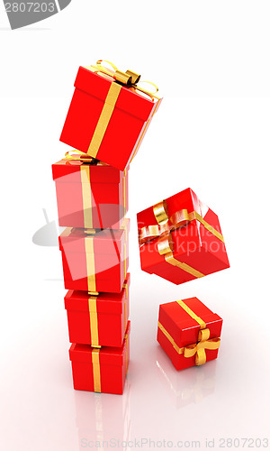 Image of Bright christmas gifts on a white background 