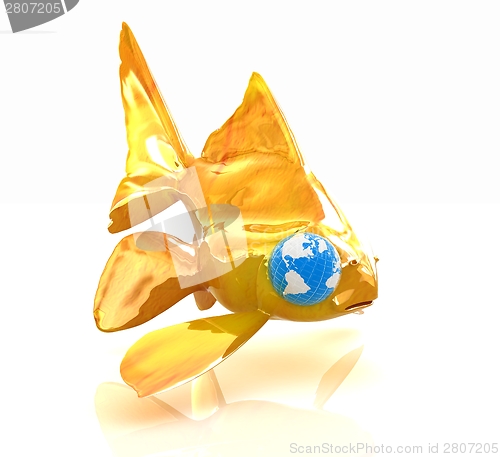 Image of Conceptual image: goldfish with the earth instead of eyes