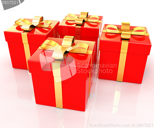 Image of Bright christmas gifts on a white background 