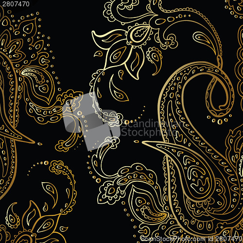 Image of Paisley background. Hand Drawn ornament.