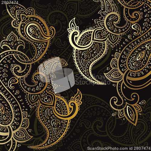 Image of Paisley background. Hand Drawn ornament.