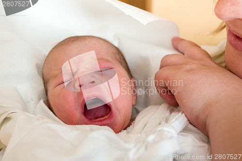 Image of crying newborn baby in the hospital