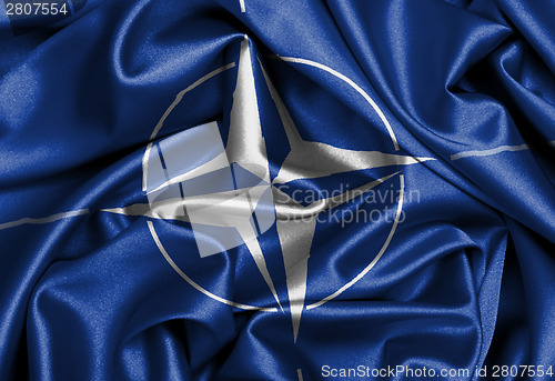 Image of Satin flag with emblem