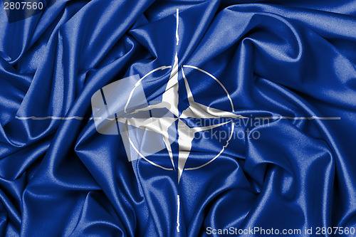 Image of Satin flag with emblem