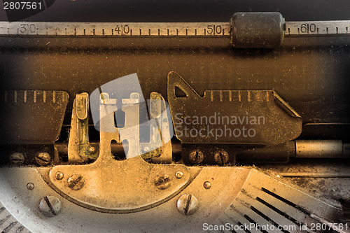 Image of Close up of a dirty vintage typewriter