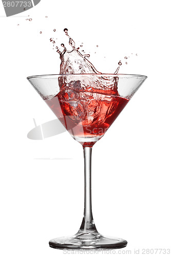 Image of Red cocktail with splash isolated
