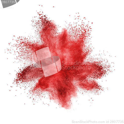 Image of Red powder explosion isolated on white