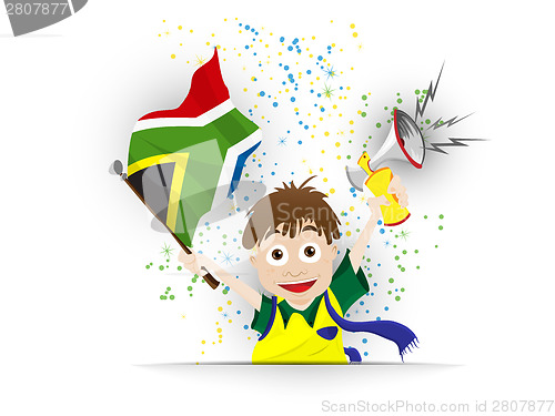 Image of South Africa Soccer Fan Flag Cartoon