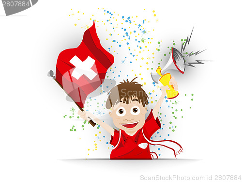Image of Switzerland Soccer Fan Flag Cartoon