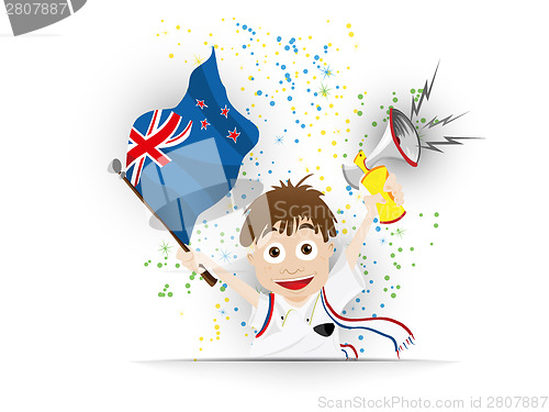 Image of New Zealand Soccer Fan Flag Cartoon