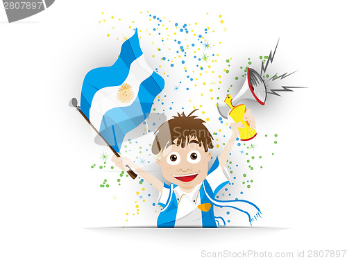 Image of Argentina Soccer Fan Flag Cartoon