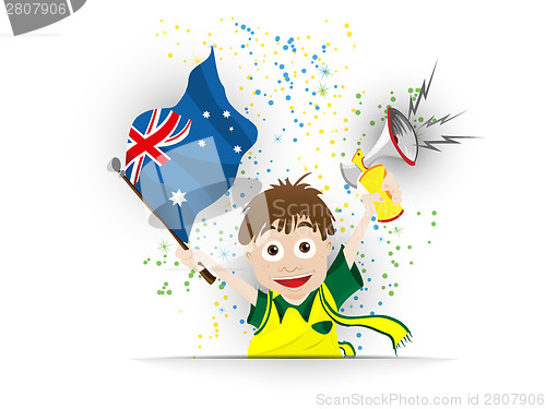 Image of Australia Soccer Fan Flag Cartoon