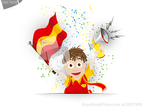 Image of Spain Soccer Fan Flag Cartoon