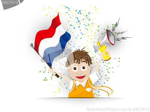 Image of Netherlands Soccer Fan Flag Cartoon