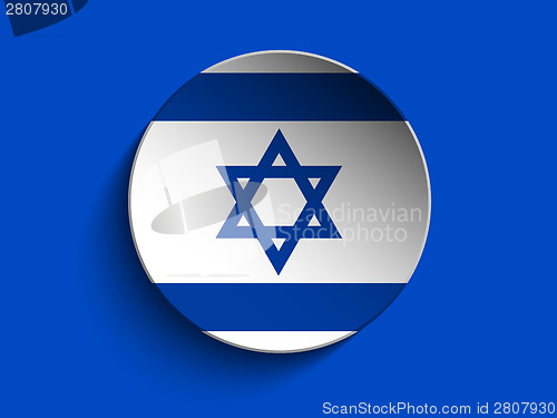 Image of Israel Flag Paper Circle Shadow Button