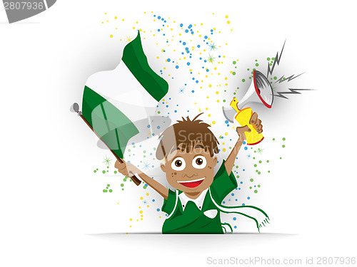 Image of Nigeria Soccer Fan Flag Cartoon