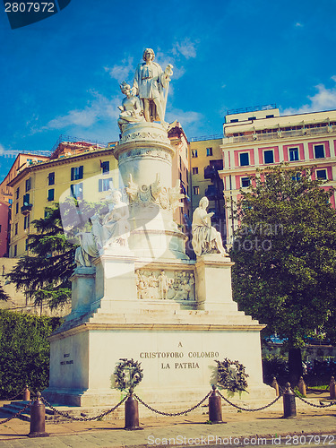 Image of Retro look Columbus monument in Genoa