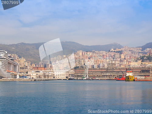 Image of View of Genoa Italy from the sea