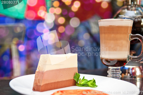 Image of tasty cake with coffee cup