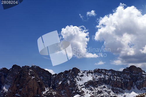 Image of Rocks and blue sky with cloud