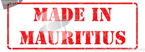 Image of Made in Mauritius - inscription on Red Rubber Stamp.