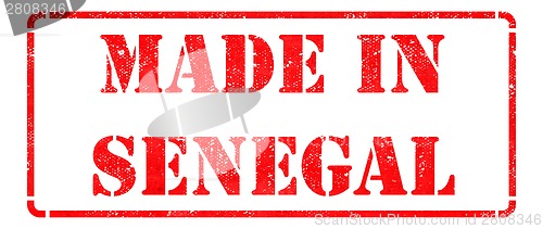Image of Made in Senegal - inscription on Red Rubber Stamp.