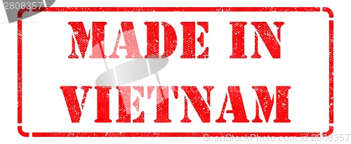 Image of Made in Vietnam - inscription on Red Rubber Stamp.