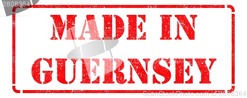 Image of Made in Guernsey - inscription on Red Rubber Stamp.