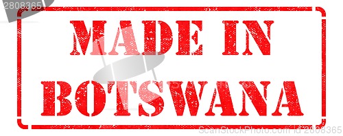 Image of Made in Botswana - inscription on Red Rubber Stamp.