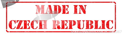 Image of Made in Czech Republic - inscription on Red Rubber Stamp.