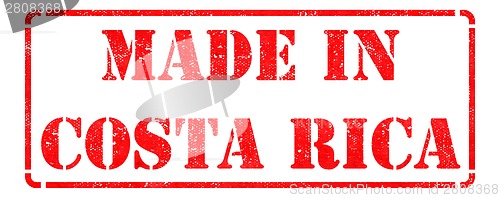 Image of Made in Costa Rica - inscription on Red Rubber Stamp.