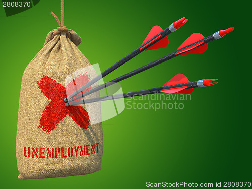 Image of Unemployment - Arrows Hit in Red Mark Target.