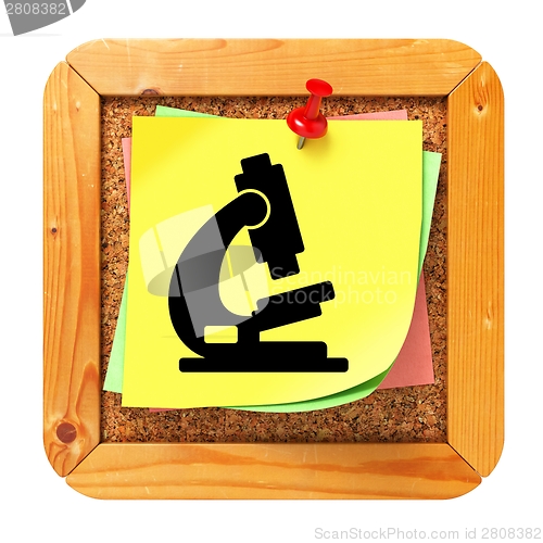 Image of Microscope Concept - Sticker on Message Board.