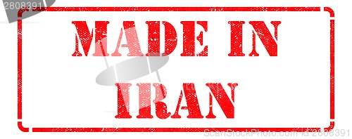 Image of Made in Iran - inscription on Red Rubber Stamp.