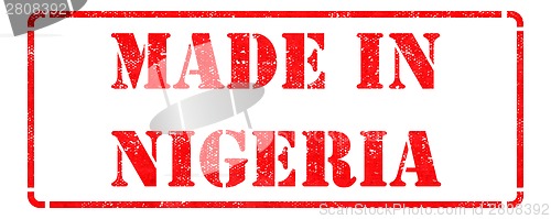 Image of Made in  Nigeria - inscription on Red Rubber Stamp.