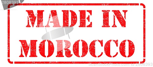 Image of Made in Morocco - inscription on Red Rubber Stamp.