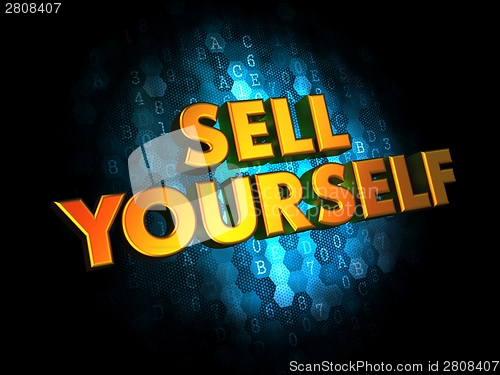 Image of Sell Yourself - Gold 3D Words.