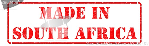 Image of Made in South Africa - inscription on Red Rubber Stamp.