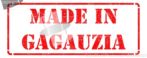 Image of Made in Gagauzia - inscription on Red Rubber Stamp.