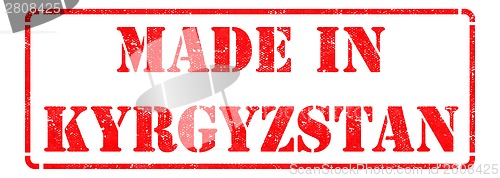 Image of Made in Kyrgyzstan - inscription on Red Rubber Stamp.