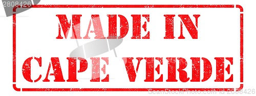 Image of Made in Cape Verde - inscription on Red Rubber Stamp.