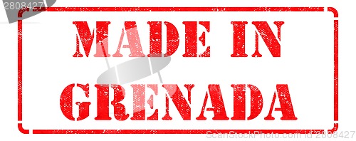 Image of Made in Grenada - inscription on Red Rubber Stamp.